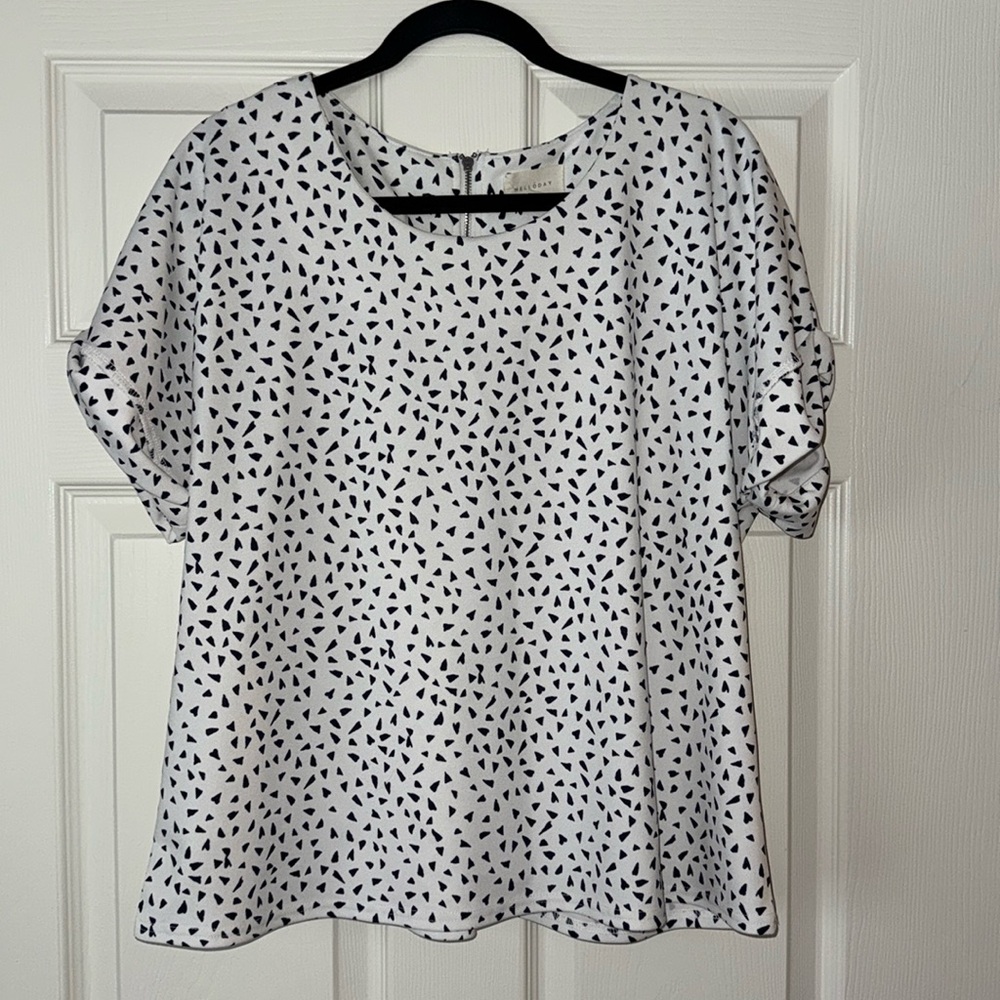 Navy & White Short Sleeve Top